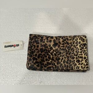 Stylish Animal Print Clutch w/ Attached Metal Strap